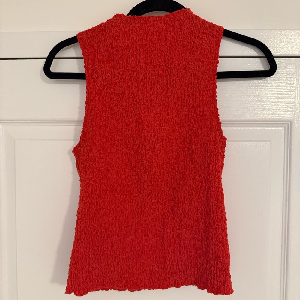 Mango Orange/Red Textured Mockneck Tank